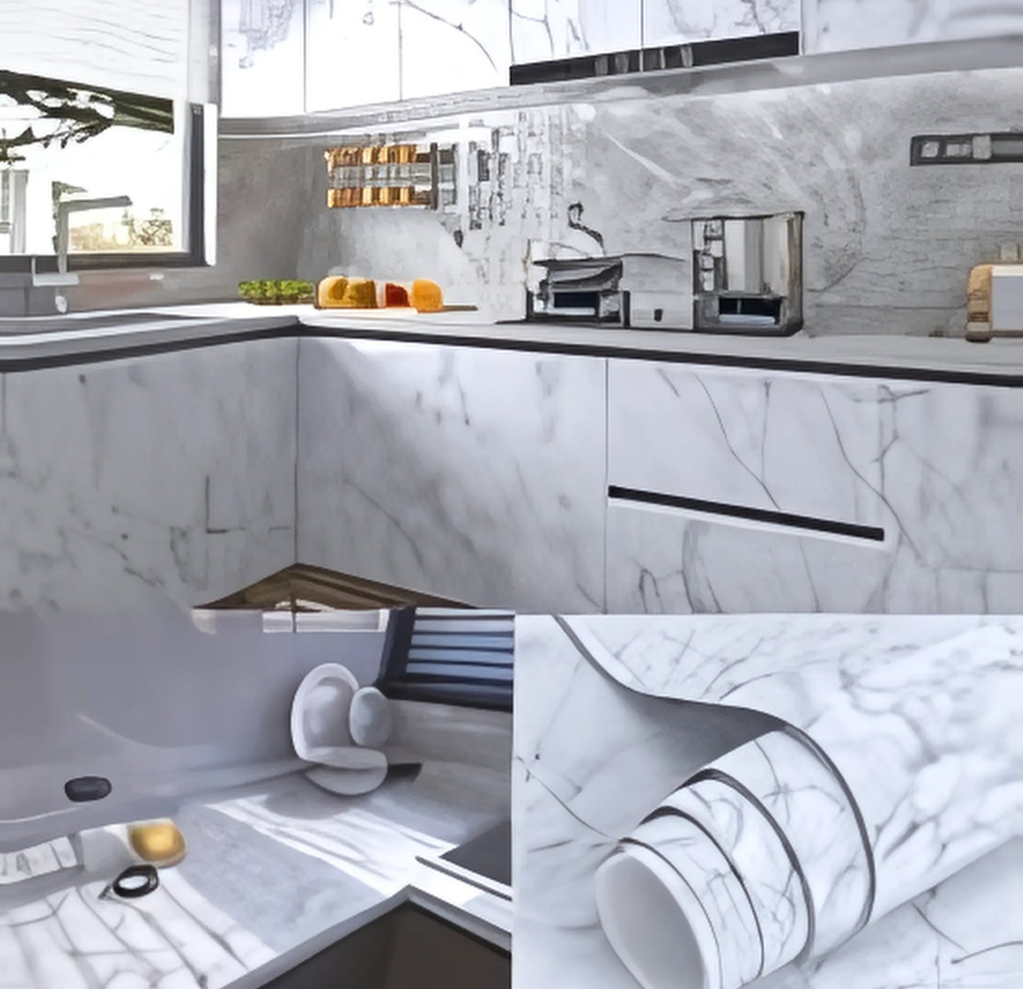 Self Adhesive Marble Sheet | Anti Oil & Heat Resistant (2ft x 6.5ft)